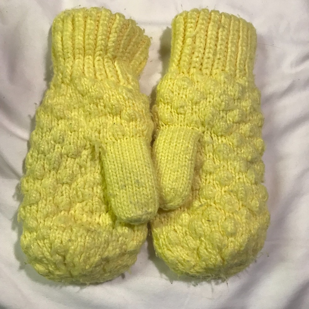 Vintage Yellow Mittens Fits Small Hands